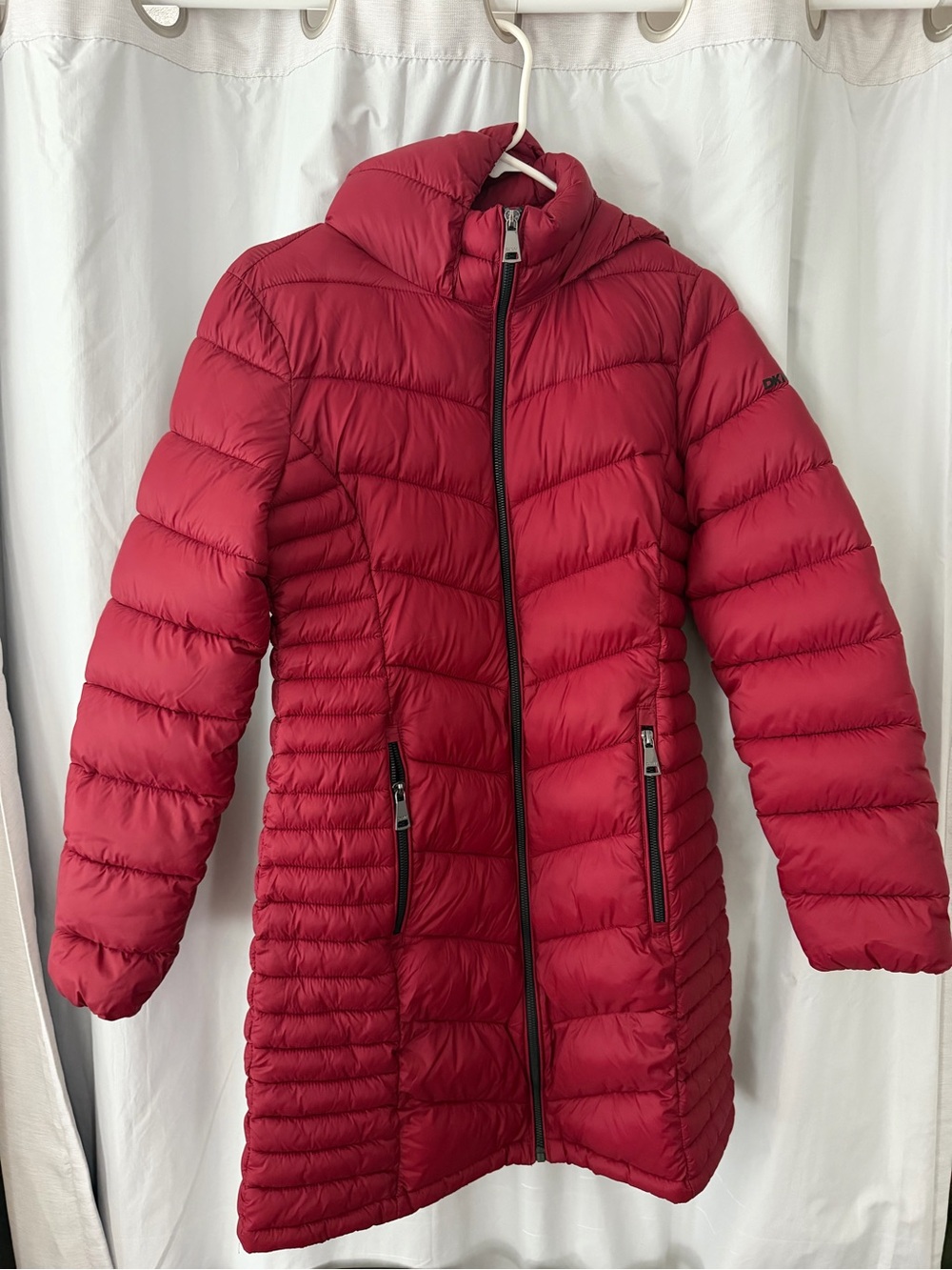 DKNY Red Quilted Puffer Jacket